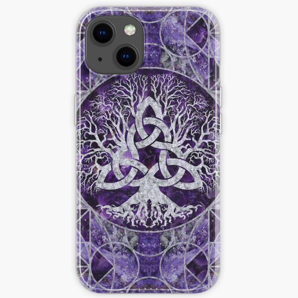 Tree of life with Triquetra Amethyst and silver iPhone Soft Case