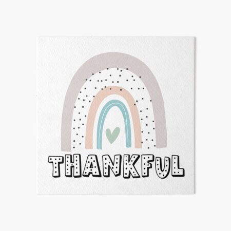 Pastel Rainbow Thankful Typography Art Board Print