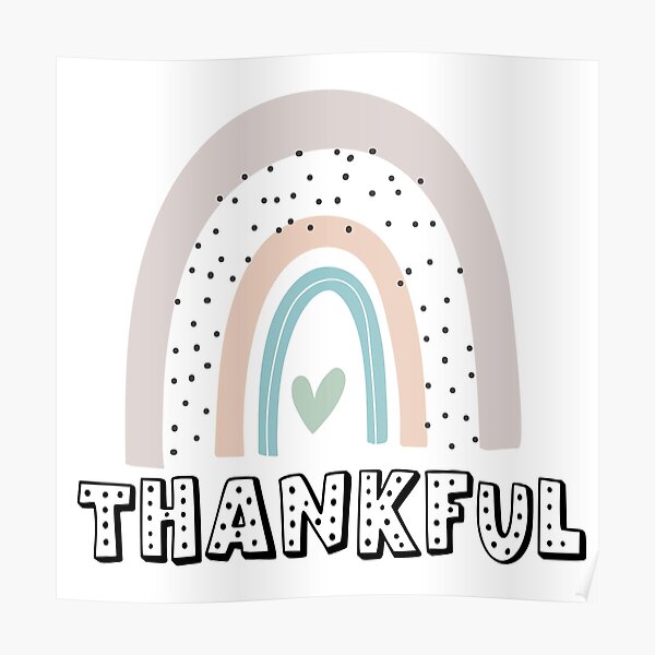 Pastel Rainbow Thankful Typography Poster