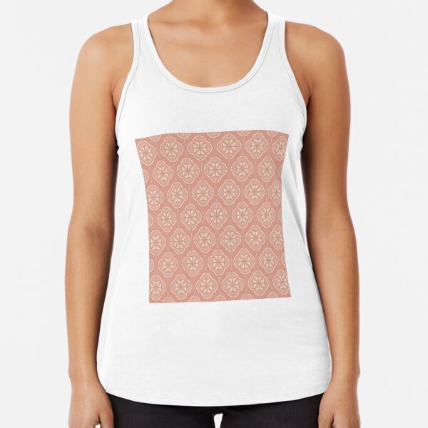 Retro Floral Geometric Tile / Blush Pink Racerback Tank Top