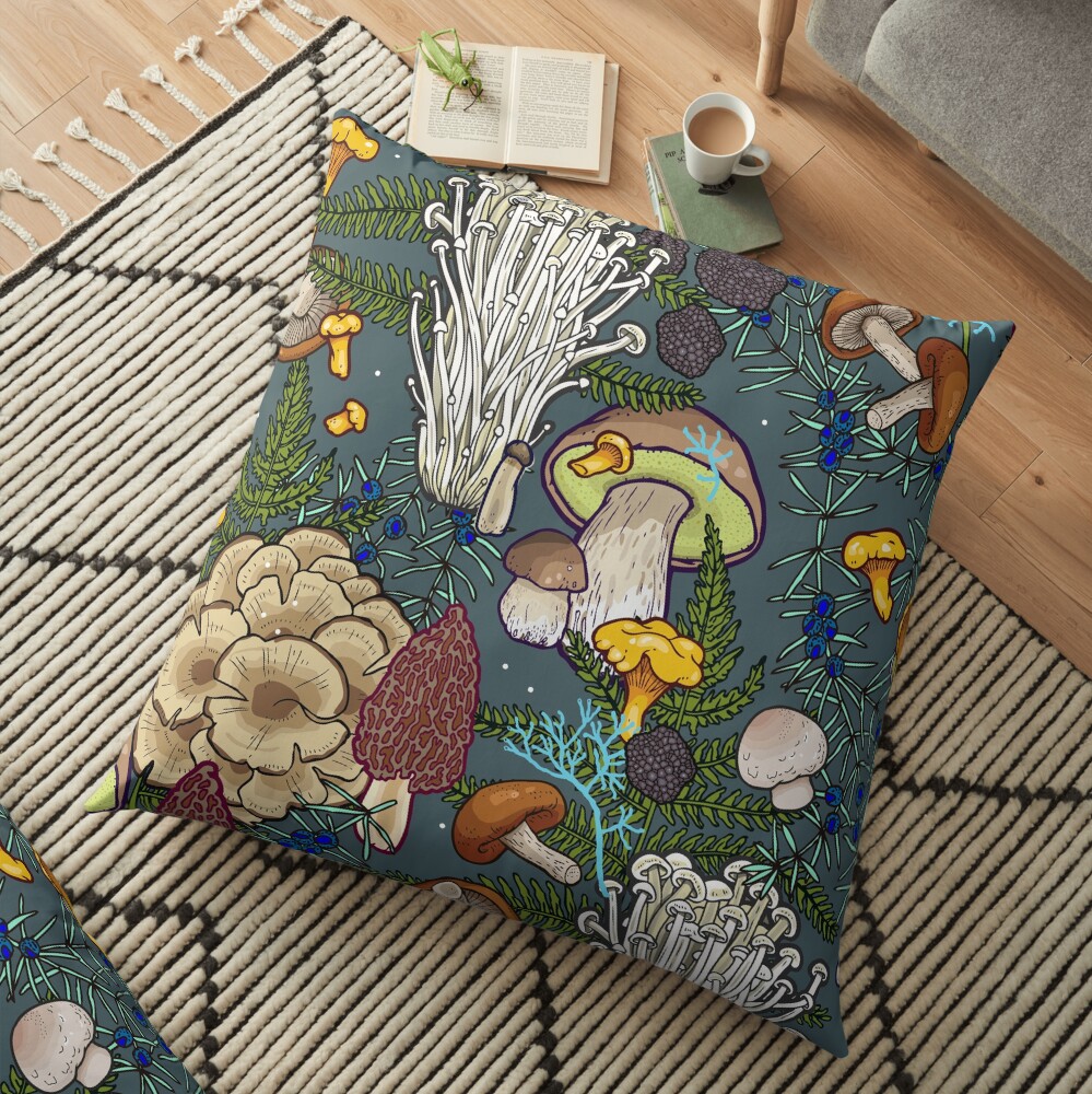 mushroom forest Floor Pillow