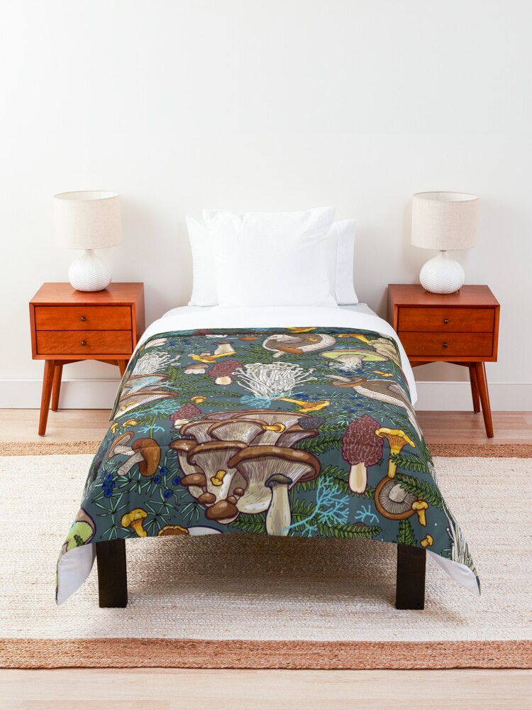 Alternate view of mushroom forest Comforter