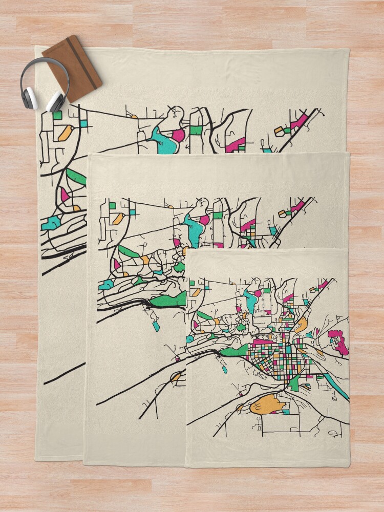 Alternate view of Ithaca, New York Street Map Throw Blanket