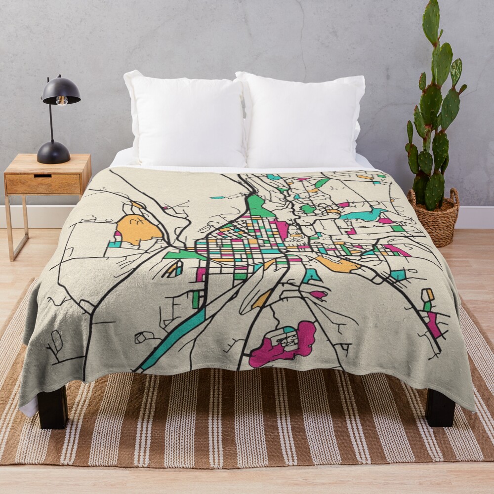 Ithaca, New York Street Map Throw Blanket
