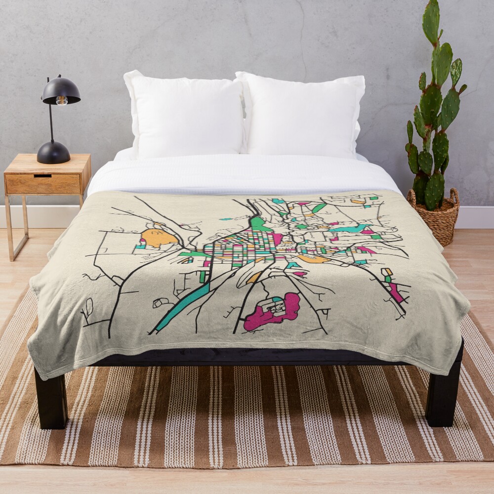 Ithaca, New York Street Map Throw Blanket