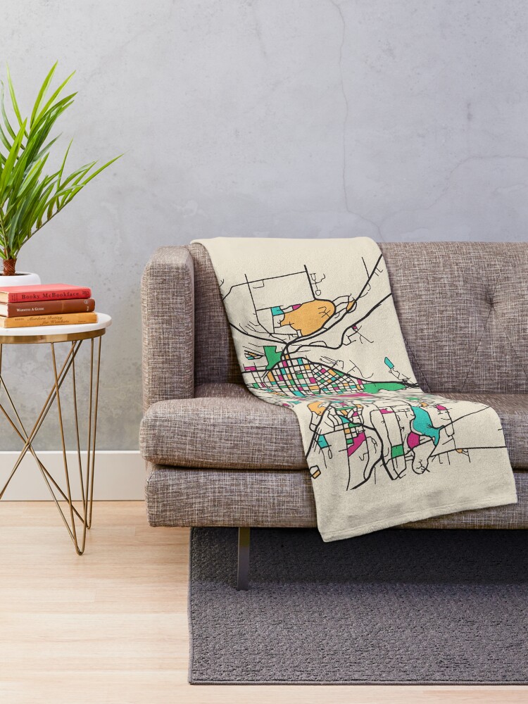 Alternate view of Ithaca, New York Street Map Throw Blanket