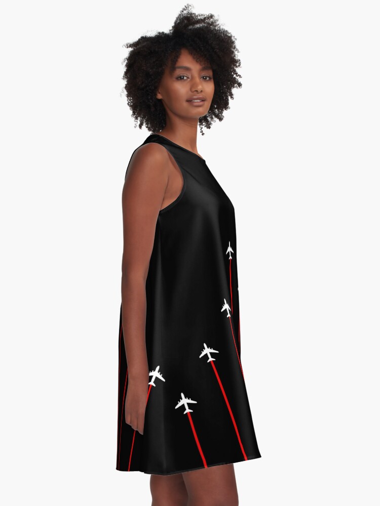 Alternate view of Vintage Style Retro Summer Stripes Airplanes 11 A-Line Dress