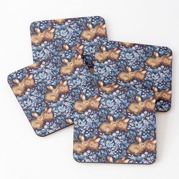 Item preview, Affectionate Rabbit Pair with Springtime Flora  designed and sold by Perrin Le Feuvre.
