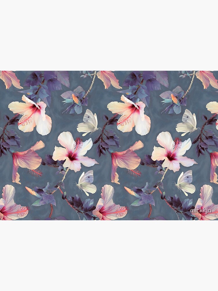 Butterflies and Hibiscus Flowers - a painted pattern by micklyn