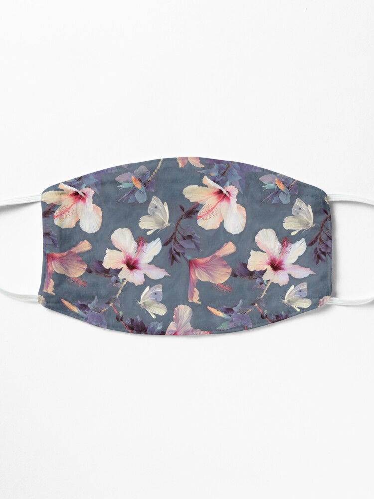 Alternate view of Butterflies and Hibiscus Flowers - a painted pattern Mask