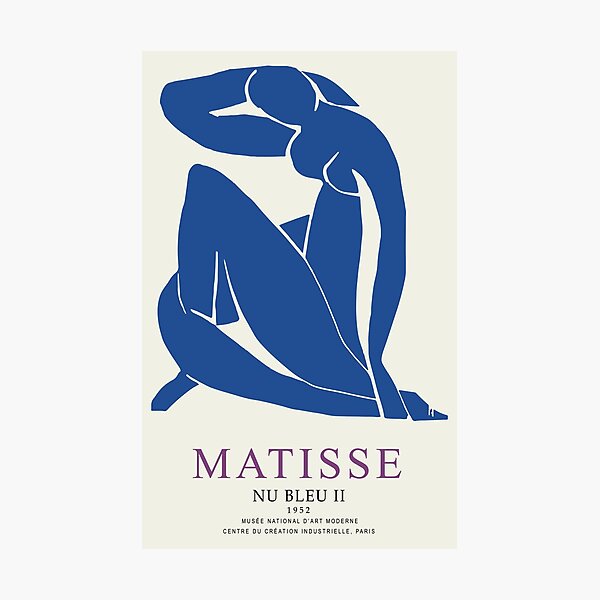 Henri Matisse Nu Bleu II (Blue Nude II) 1952 Artwork for Wall Art, Prints, Posters, Tshirts, Men, Women, Youth Photographic Print