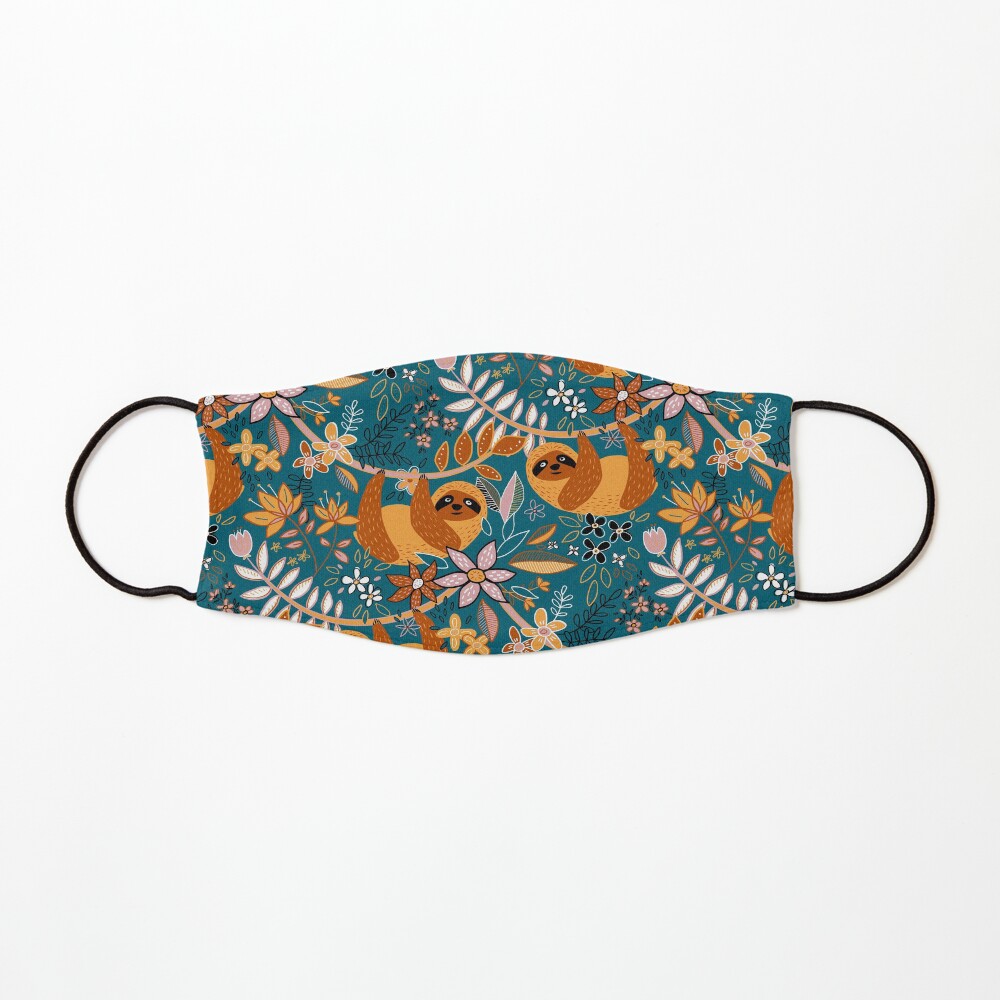 Happy Boho Sloth Floral Mask