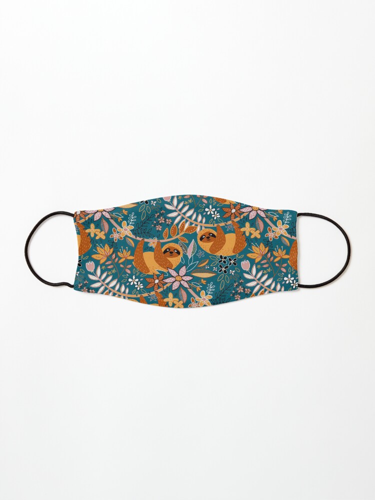 Thumbnail 1 of 5, Mask, Happy Boho Sloth Floral designed and sold by micklyn.