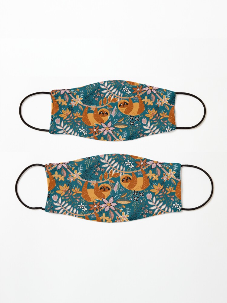 Thumbnail 3 of 5, Mask, Happy Boho Sloth Floral designed and sold by micklyn.
