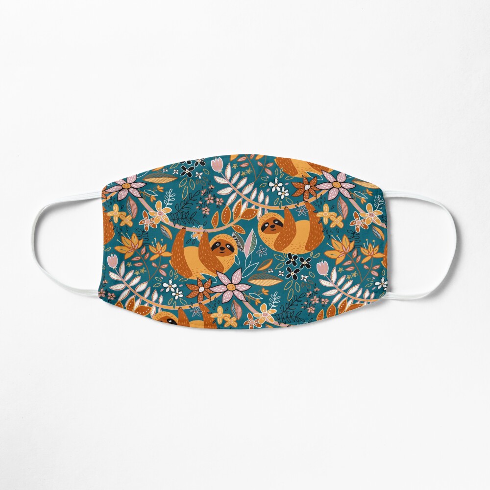 Happy Boho Sloth Floral Mask