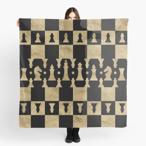 Chess Pieces Pattern - black and gold Scarf