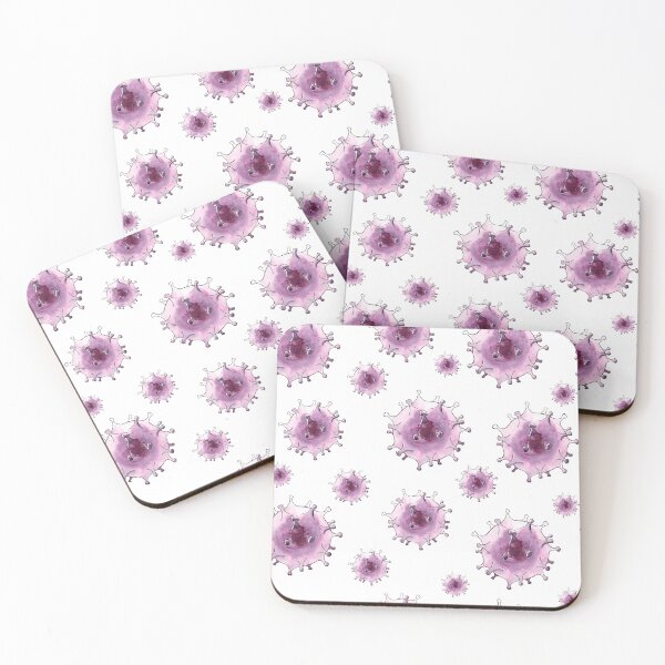 Item preview, Watercolor hand drawn sketch illustration seamless pattern background with virion, a particle of the covid 19 designed and sold by FuzzyLogicKate.