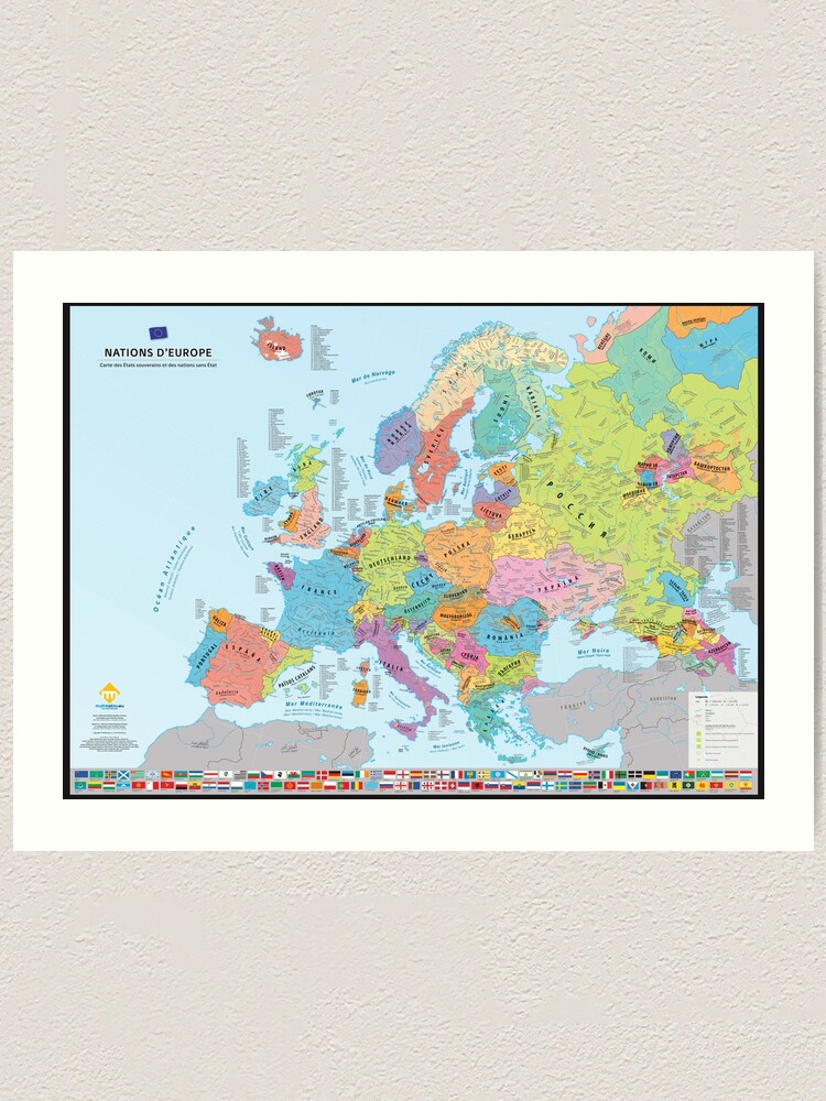 Impression artistique ''"Nations d'Europe" : Carte des nations historiques d'Europe (en français)' : autre vue