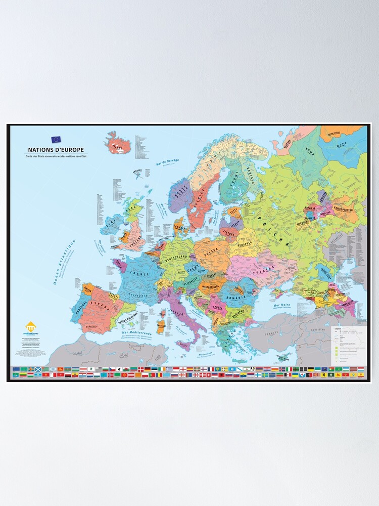 Poster ''"Nations d'Europe" : Carte des nations historiques d'Europe (en français)' : autre vue