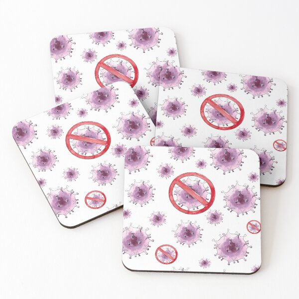 Item preview, Watercolor hand drawn sketch illustration seamless pattern background with crossed virion, particle of covid 19 virus designed and sold by FuzzyLogicKate.