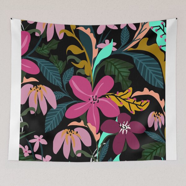 Item preview, Traditional Dark Pink Red flower pattern #illustration designed and sold by DSDROSE.