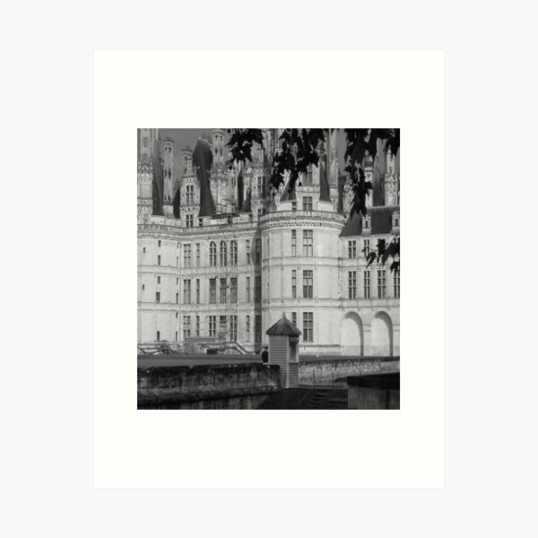 Chateau Chambord Black and White Art Print