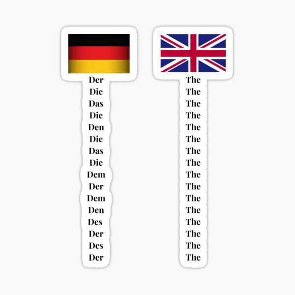 German Words for The Design UK Flag Definite Article Sticker