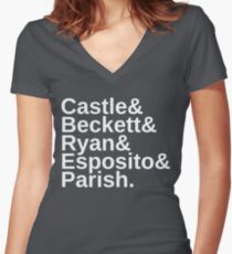 Castle & Beckett & Ryan & Esposito & Parish Women's Fitted V-Neck T-Shirt