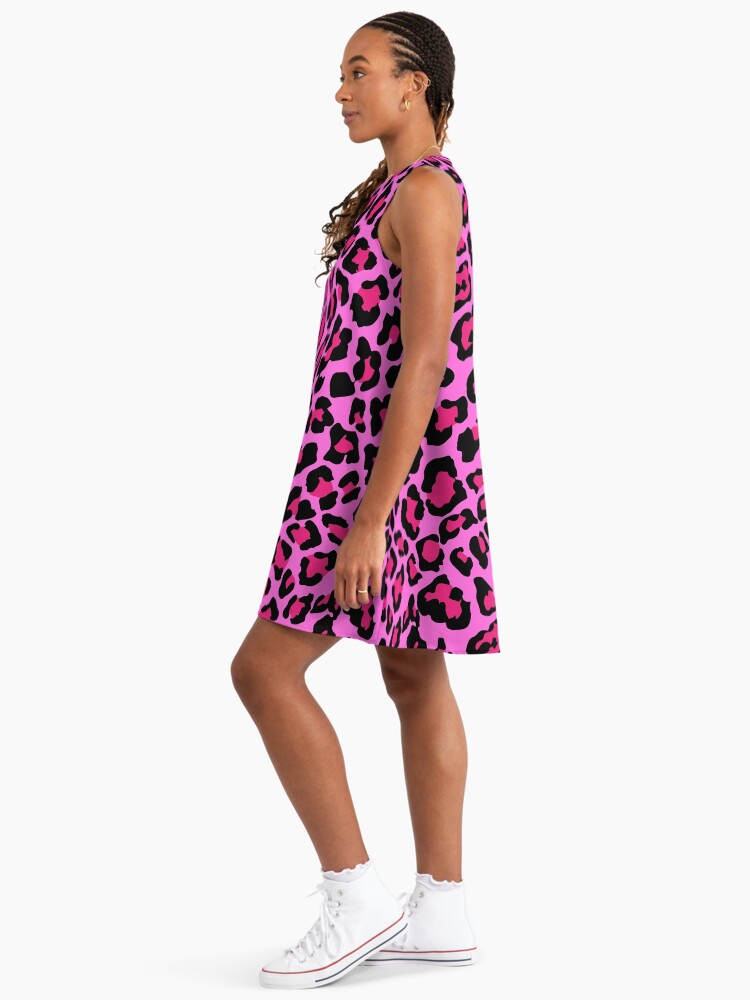 Hot Pink Leopard Print Leopard A-Line Dress
