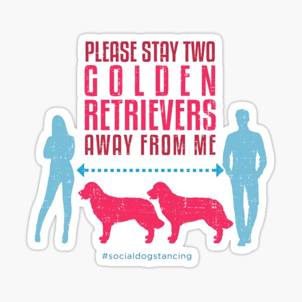 Golden Retriever Social Distancing Guide Sticker