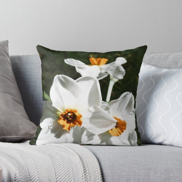Narcissus poeticus HFPHOT27 Throw Pillow