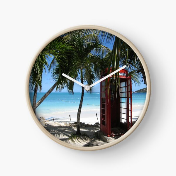 Antigua Red Phone Box Clock