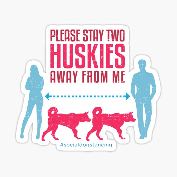 Siberian Husky Social Distancing Guide Sticker