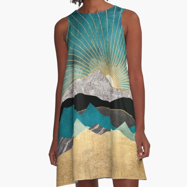 Peacock Vista A-Line Dress