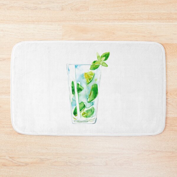 Artikelvorschau, Aquarellhand gezeichnete Skizzenillustration des Mojito-Cocktails entworfen und verkauft von FuzzyLogicKate.