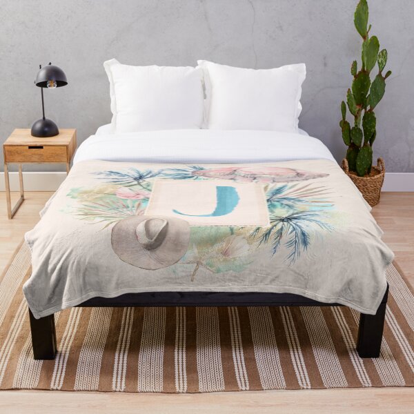 At The Beach Monogram J Throw Blanket