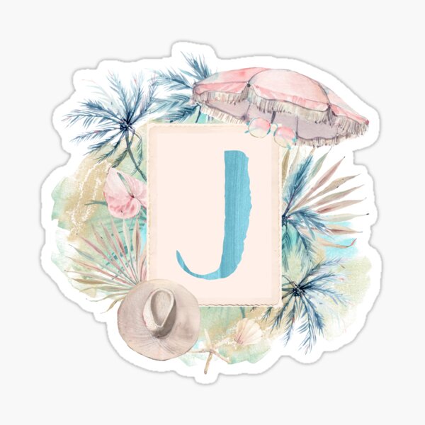 At The Beach Monogram J Sticker