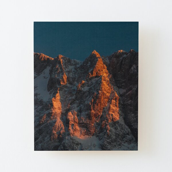 Sunset light on majestic mountains Wood Mounted Print