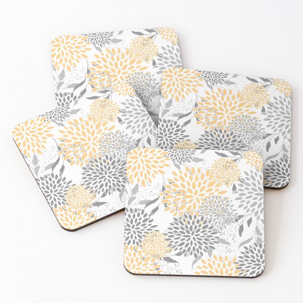 Item preview, Floral Leaves and Blooms, Gray and Yellow designed and sold by meggydesigns.