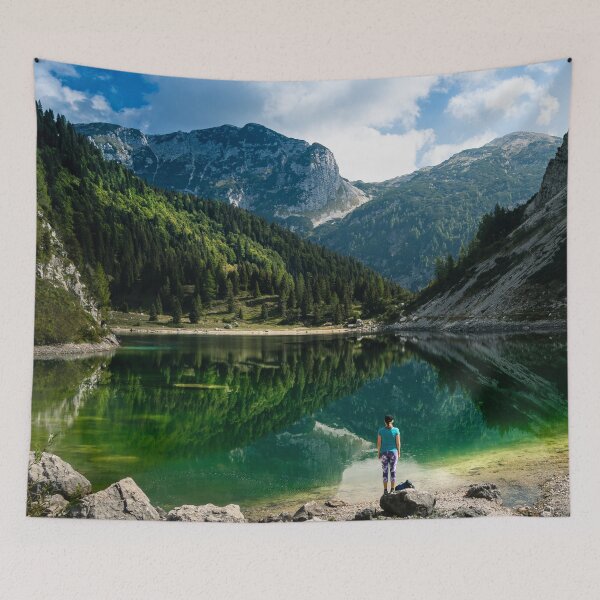 Item preview, Person at mountain lake designed and sold by Patrik Lovrin.