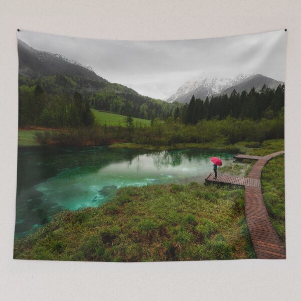 Item preview, Red umbrella green lake designed and sold by Patrik Lovrin.
