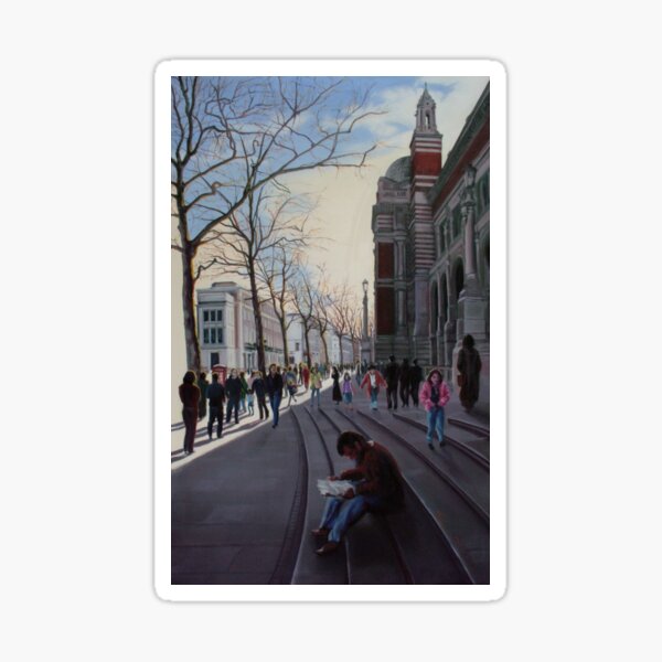 Leaving the Victoria and Albert museum - early Spring in London Sticker