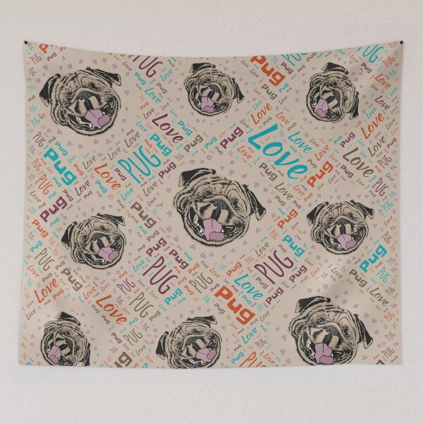 Item preview, Cute Pug dog Word pattern designed and sold by k9printart.