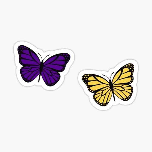 purple and yellow butterflies Sticker