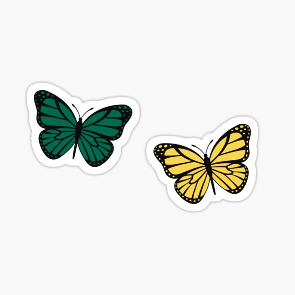 green and yellow butterflies Sticker