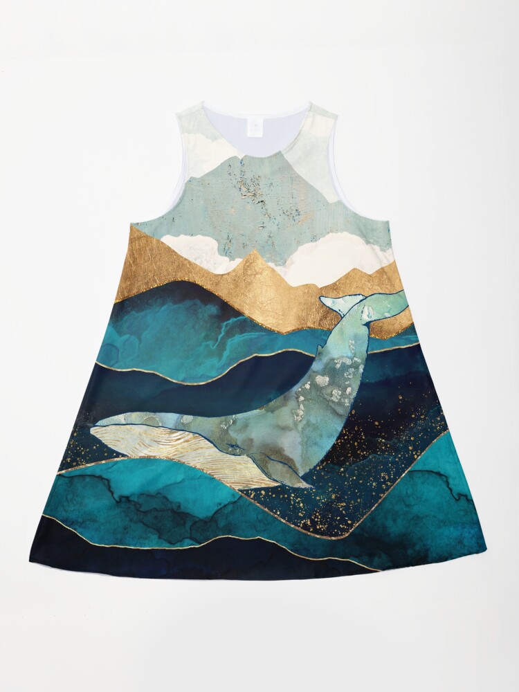 blue whale dress Brenda Blue Whale Print Sleeved Dress