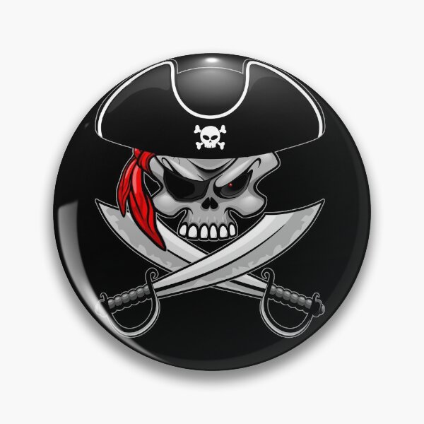 Item preview, Pirate Skull with Crossed Sabers and Red Bandana designed and sold by BluedarkArt.