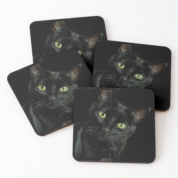 Item preview, Beautiful, simple black cat with green eyes designed and sold by corner-shop.