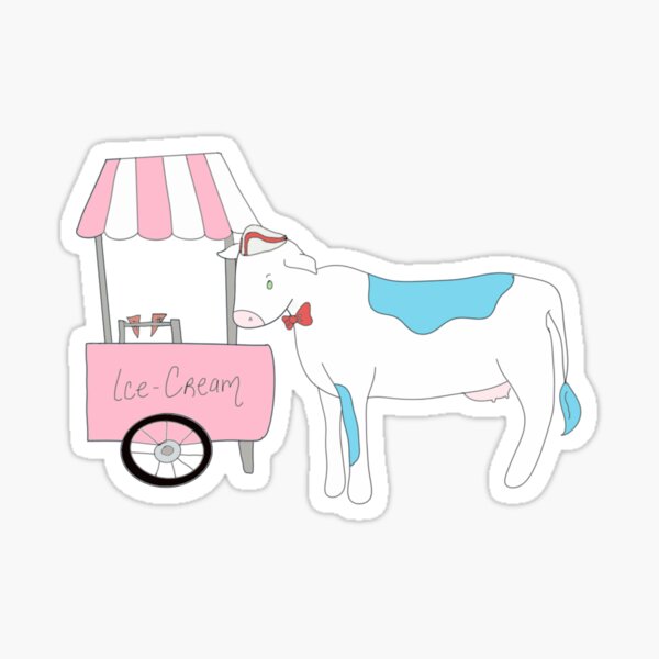 Cow with Ice Cream Sticker