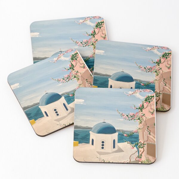 Item preview, Watercolor Santorini Greece Painting designed and sold by Katie Kuzin.